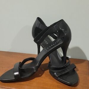Black Strappy High Heel Sandals - Women